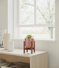 Load image into Gallery viewer, Hammered Rose Pink stand:walnut